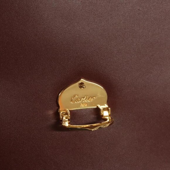 CARTIER Must Line Hand Bag Leather Bordeaux Gold Auth 122249 - Picture 10 of 16